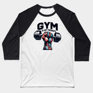 Powerful Lift - "Gym is My Therapy" Dynamic Design Baseball T-Shirt